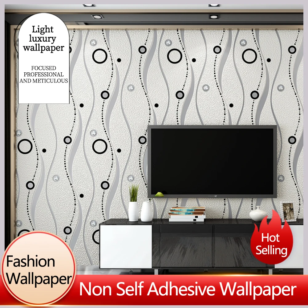 

1Roll New Diamond Circle Deerskin Velvet Wallpapers TV Background Wall Living Room Bedroom 3D Embossed Wallpaper