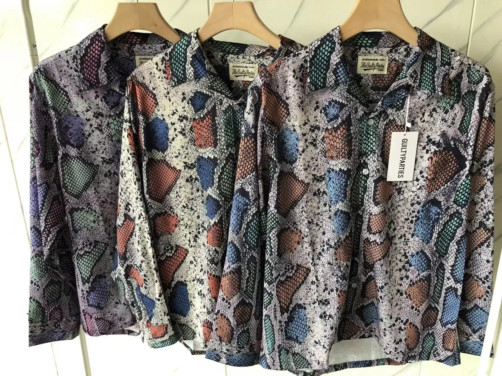 

Top Version Snake Print WACKO MARIA Hawaiian Shirt Men Women New Vintage Long Sleeved Shirts