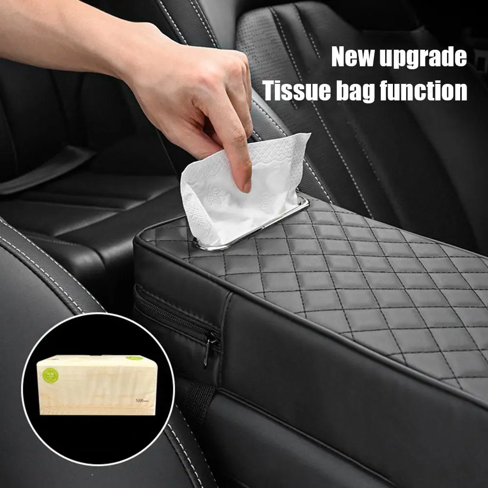 

Auto Armrest Box Cover Waterproof Universal Car Seat Pad Breathable PU Leather Soft Auto Armrest Cover Protector For SUV Tr L5Z9