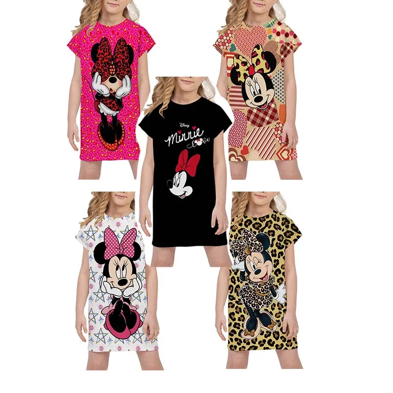 

Minnie Mouse Dress Leopard Print Christmas Party Dresses Kids Girls Birthday Gifts 2-8Y Children Girls Dress Baby Girl Clothes