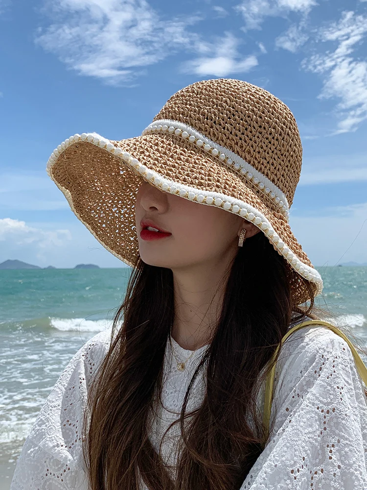 2022 NEW Women's Summer Bucket Folding Straw Hat Panamas UV Protection Sun Visor Pearl Hat Seaside Beach Hat Tide Summer Hats
2022 NEW Women's Summer Bucket Folding Straw Hat Panamas UV Protection Sun Visor Pearl Hat Seaside Beach Hat Tide Summer Hats
