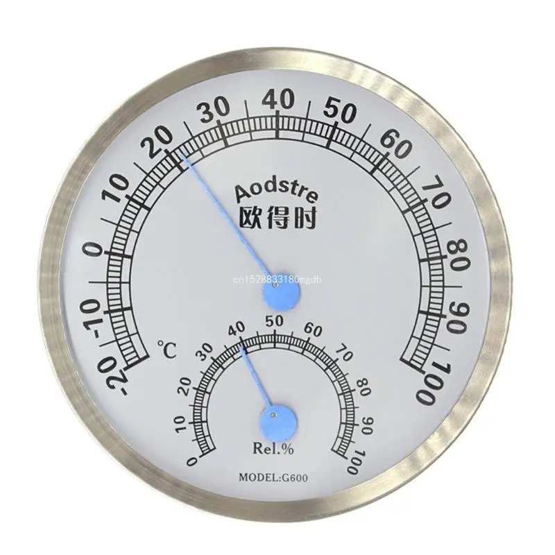 

Wall Mounted Thermometer Hygrometer Dial-Type Stainless- Steel Analog Humidity Meter Gauge Temperature Detector Dropship