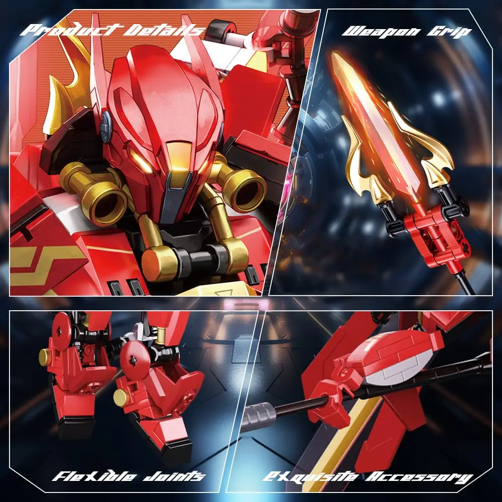 511PCS Red Halberd Athena Building Blocks Flame Mecha Bricks Figure Model Desktop Display Ornaments Children's DIY Holiday toys 511PCS Red Halberd Athena Building Blocks Flame Mecha Bricks Figure Model Desktop Display Ornaments Children's DIY Holiday toys