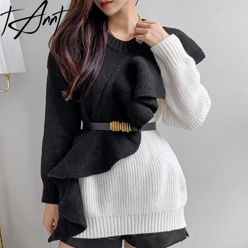 Tannt Women Sweater Patchwork Asymmetry Edge Of Lotus Leaf Pullover Sweaters Irregular Color Matching Knitting Tops Women 2023
Tannt Women Sweater Patchwork Asymmetry Edge Of Lotus Leaf Pullover Sweaters Irregular Color Matching Knitting Tops Women 2023
