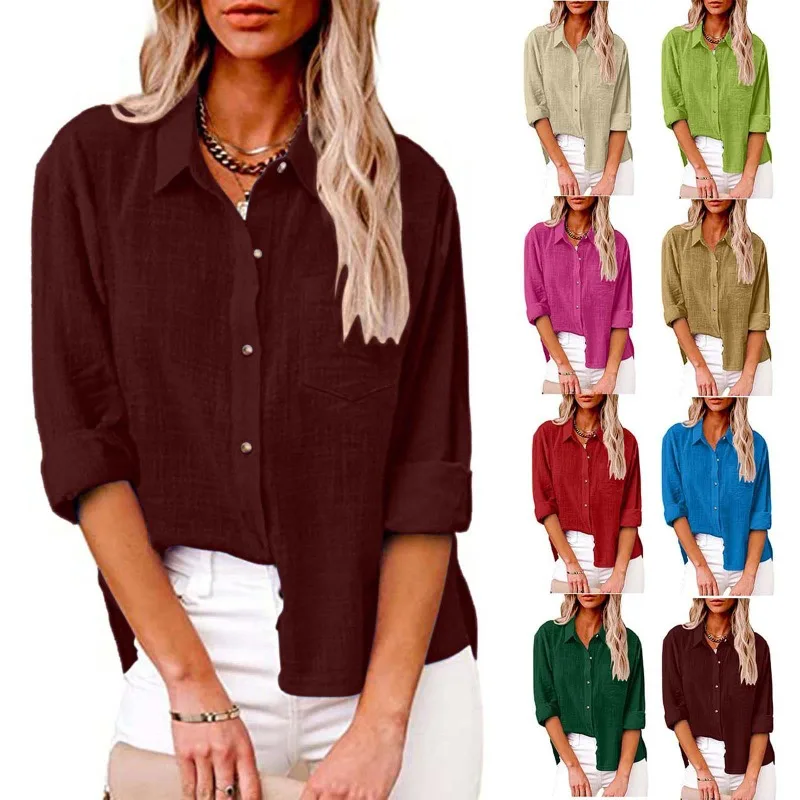 Autumn New Woman Shirts Large Lady Costumes Long Sleeve Cardigan Women Solid Casual Loose Blouse Roupas Femininas Женские Блузы
Autumn New Woman Shirts Large Lady Costumes Long Sleeve Cardigan Women Solid Casual Loose Blouse Roupas Femininas Женские Блузы