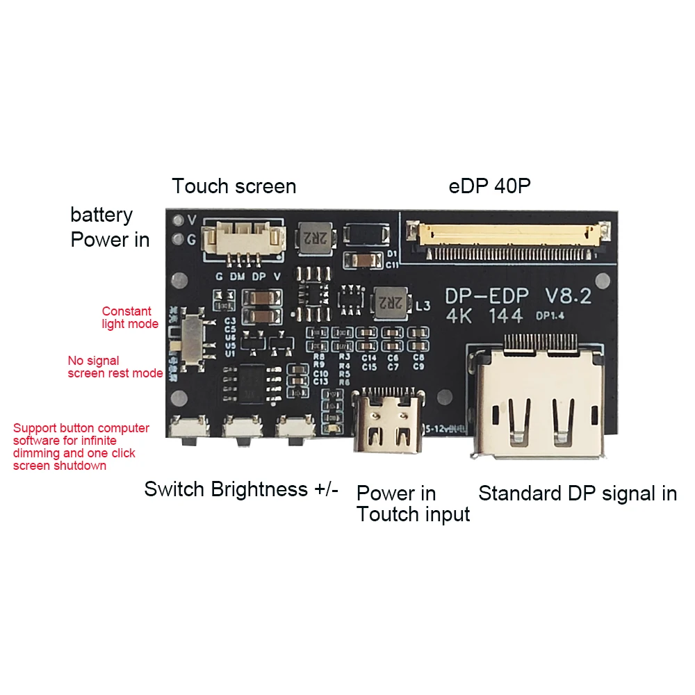 DP to eDP 4K 120HZ adapter plate DIY monitor 4K driver board 2k 1080 40Pin 0.5mm spacing for portable monitor
DP to eDP 4K 120HZ adapter plate DIY monitor 4K driver board 2k 1080 40Pin 0.5mm spacing for portable monitor