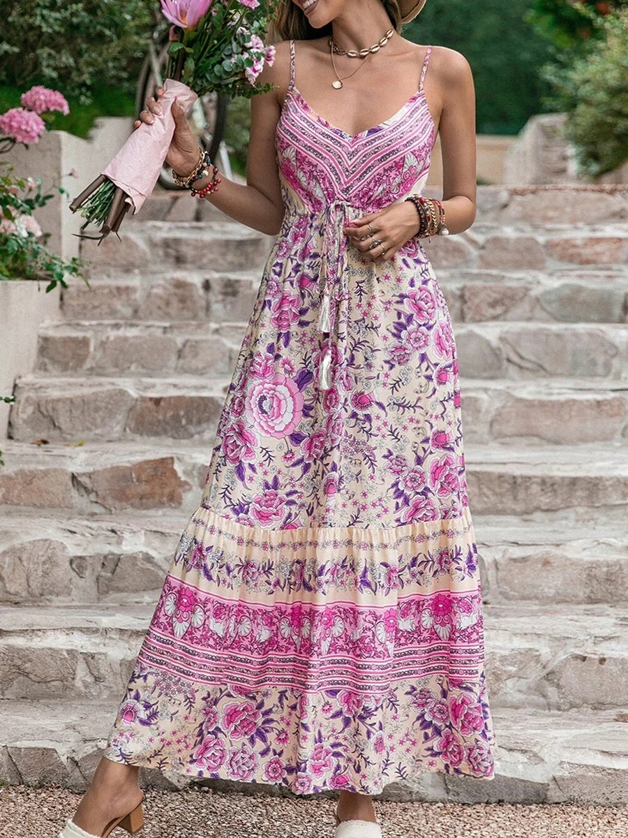 2023 Summer Women Sexy Spaghetti Strap Holiday Floral Print Bohemian Dresses Beach Sundress Elegant Sling Party Dresses
2023 Summer Women Sexy Spaghetti Strap Holiday Floral Print Bohemian Dresses Beach Sundress Elegant Sling Party Dresses