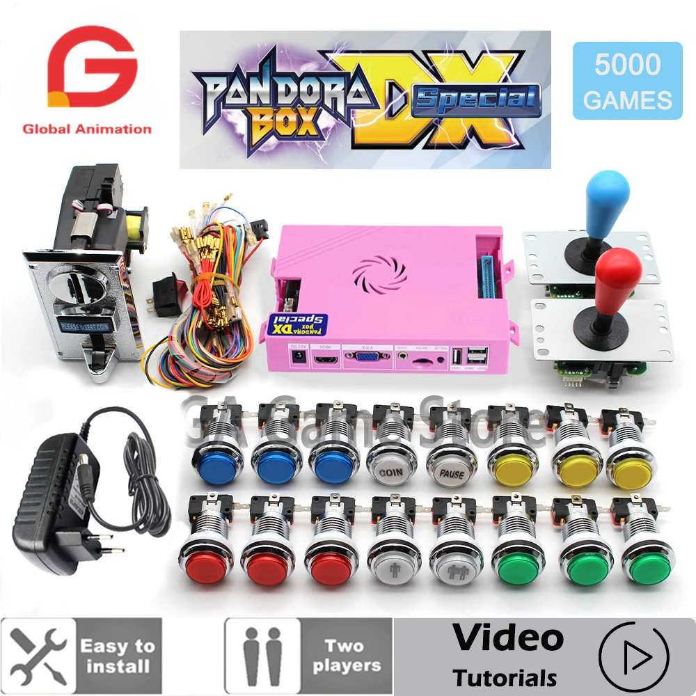 

Pandora Box DX Special Kit Copy SANWA Joystick,Chrome LED Push Button, DIY Arcade Machine, Home Cabinet with Tutorial, 5000 in 1