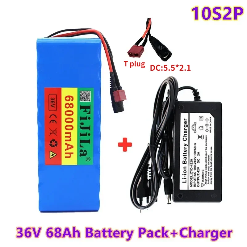 

36V 68Ah10S2P 18650 Rechargeable battery pack 68000mAh,modified Bicycles,electric vehicle 42V Protection PCB+42V Charger