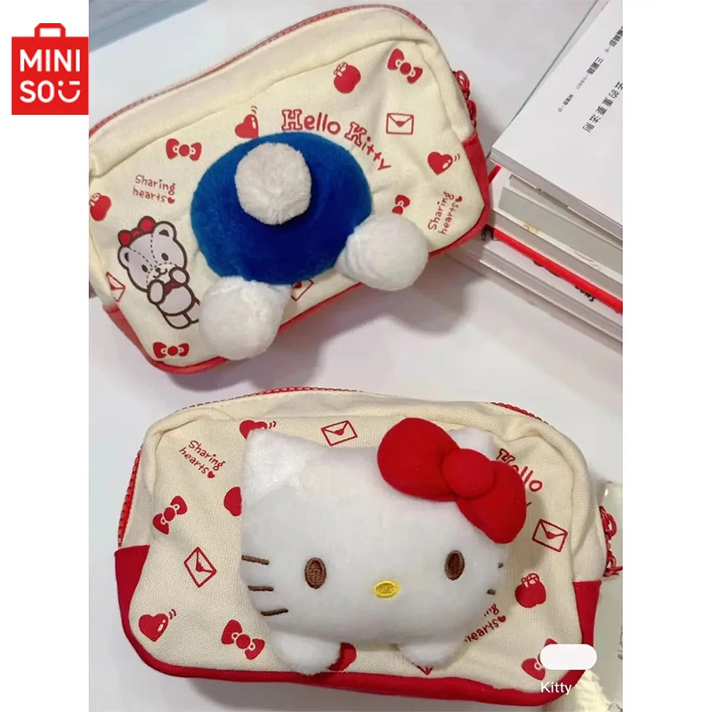 

Anime Miniso Sanrio Hellokitty Pencil Case Cartoon Learning Supplies Students Portable Storage Bag Wash Bag Toy Gifts for Girls