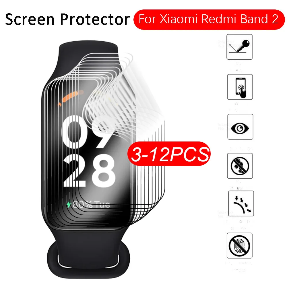 

3-12Pcs Curved Hydrogel Film For Xiaomi Redmi Band 2 Band2 Global Version Smart Bracelet SmartWatch Screen Protectors Not Glass