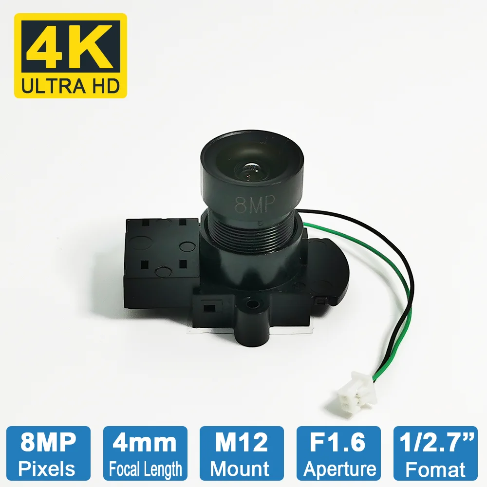 

Starlight 3MP/5MP/4K 8MP 4mm Fixed Focal Lens + IR-CUT M12 Mount F1.6 Aperture 1/2.7" Format for CCTV Security Camera IPC