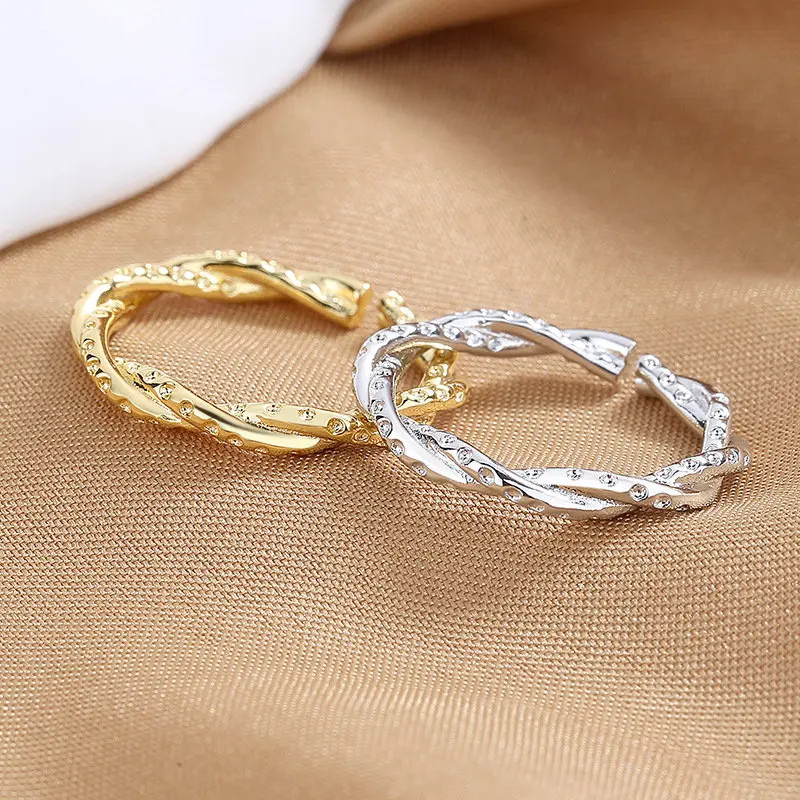 S925 Sterling Silver Ring Gold / Silver Braided Open Ring For Women Fashion Charm Engagement Gift Jewelry
S925 Sterling Silver Ring Gold / Silver Braided Open Ring For Women Fashion Charm Engagement Gift Jewelry