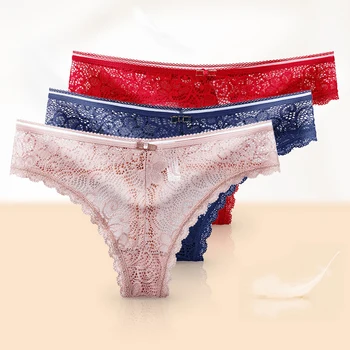 Sous-vêtements sexy en dentelle pour femmes, tongs taille basse, couleur unie, sans couture, pour sexe, nouvelle collection 2