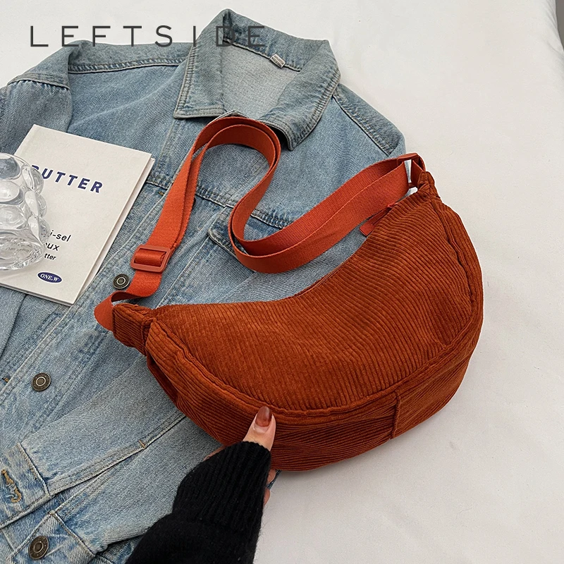 

LEFTSIDE Trendy Women's Soft Cloth Small Shoulder Bag Solid Color Student Crossbody Bag 2023 Y2k Travel Handbags and Purses