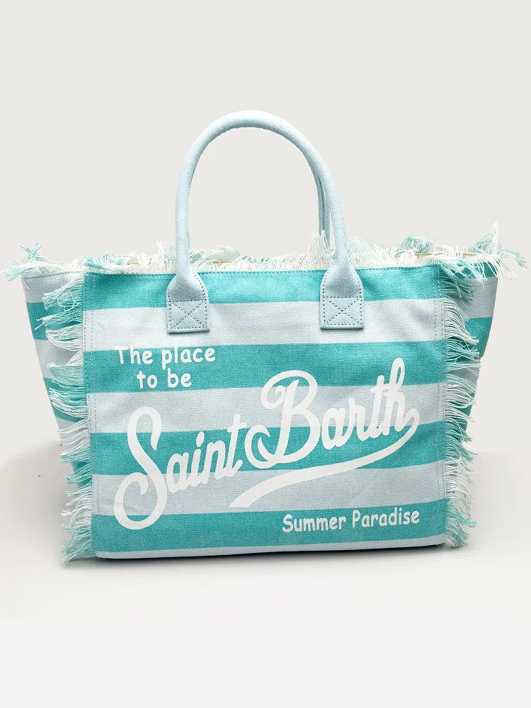 SAINT BARTH European & American Striped Canvas Tote Bag 21 S0799b28c98534de98d195f28feda4571l
