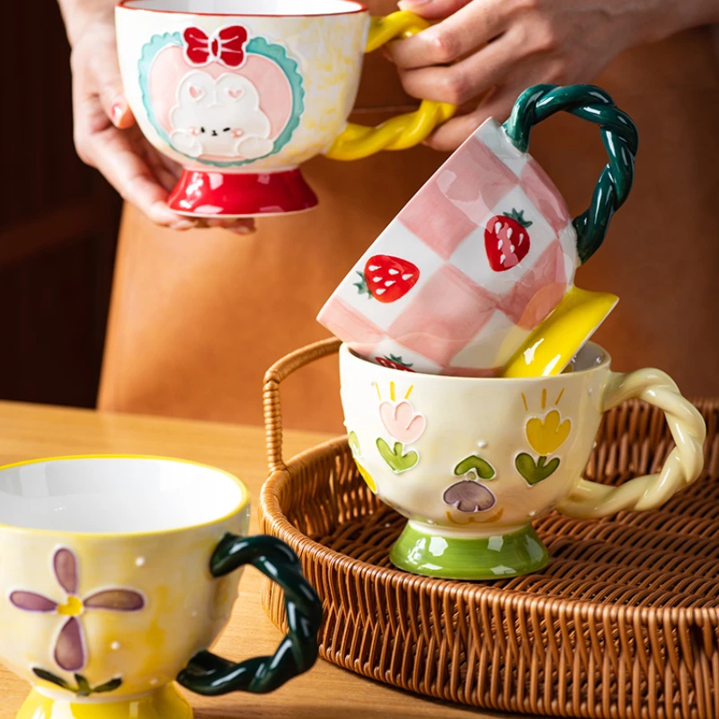 

Mugs ceramic cups household cute high-value breakfast cups milk oatmeal cups ins cups women's coffee cups