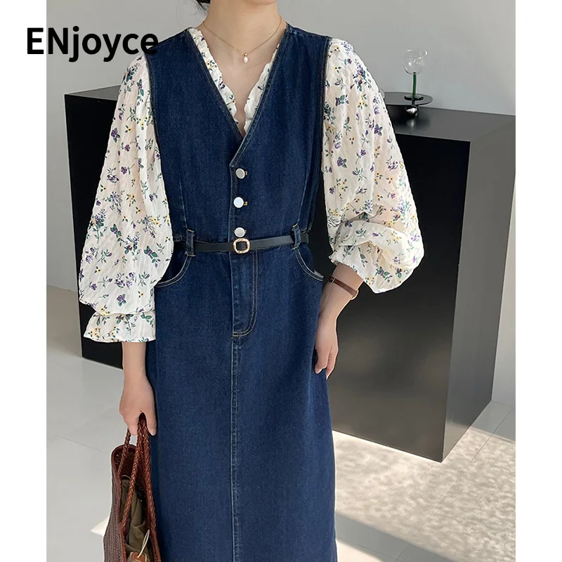 Spring Fall Women Vintage Denim Sleeveless Blue Dresses Korean Holiday Style Long Vest Skirt Casual Slim Beach Dress No Belt
Spring Fall Women Vintage Denim Sleeveless Blue Dresses Korean Holiday Style Long Vest Skirt Casual Slim Beach Dress No Belt