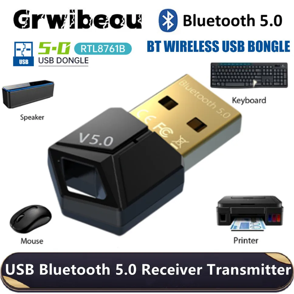 

Mini Wireless USB Bluetooth Audio Receiver Transmitter BT 5.0 Dongle Music Adapter for PC Speaker Mouse Laptop Gamepad Printer