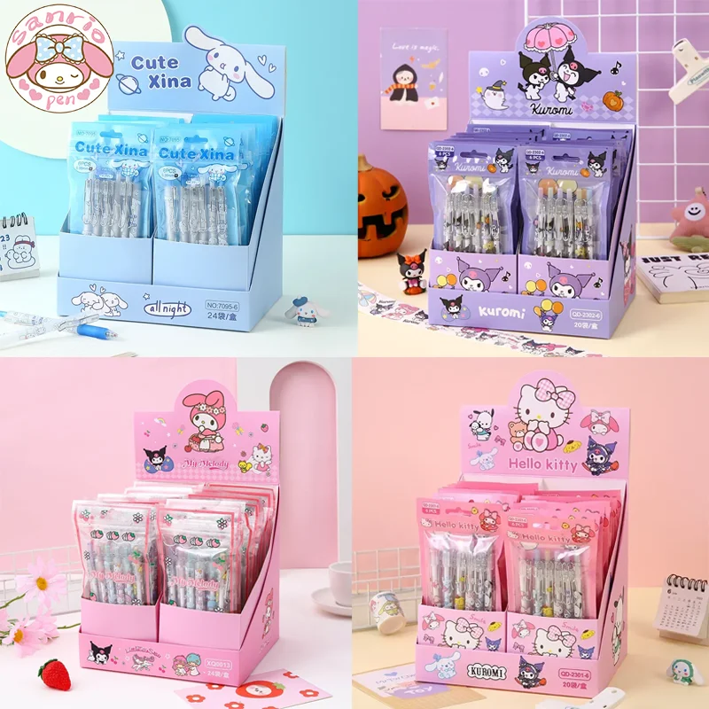 

Sanrio Gel Pen 12pcs Cartoon Kuromi Melody Cinnamoroll Students Stationery Write Pens 0.5 Black Primary School Kids Exam Tools