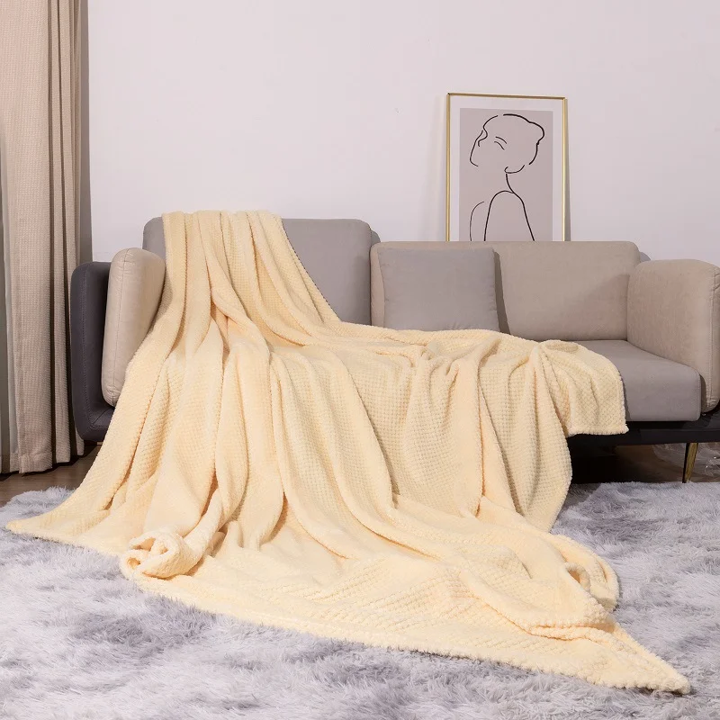 

Solid Color Pineapple Check Thickened Flannel Blanket Coral Velvet Sofa Cover Blanket Air Conditioning Blanket Nap Blanket