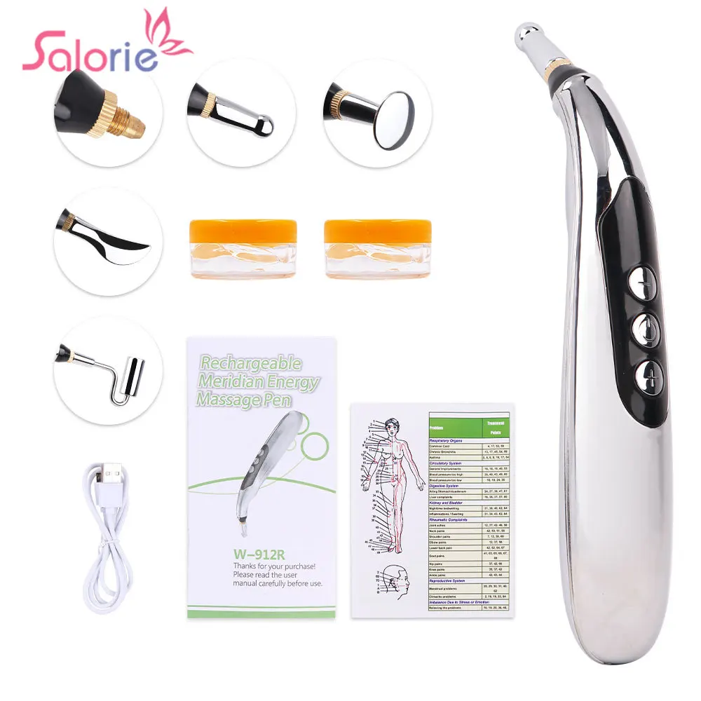 

5 Head Electronic Acupuncture Pen Acupoint Massager Laser Energy Meridian Pen Physiotherapy Instrument Pulse Point Body Massager