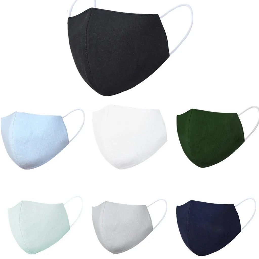 

2pc Outdoor Washable And Reusable Cotton Solid Color Protective Masks Adult Breathable And Comfortable Mask With Multiple Colors