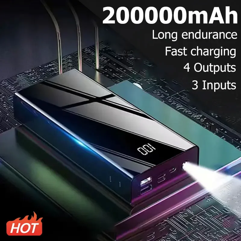 

200000mAh Power Bank Large Capacity LCD PowerBank External Battery USB Portable Mobile Phone Charger for Samsung Xiaomi Iphone