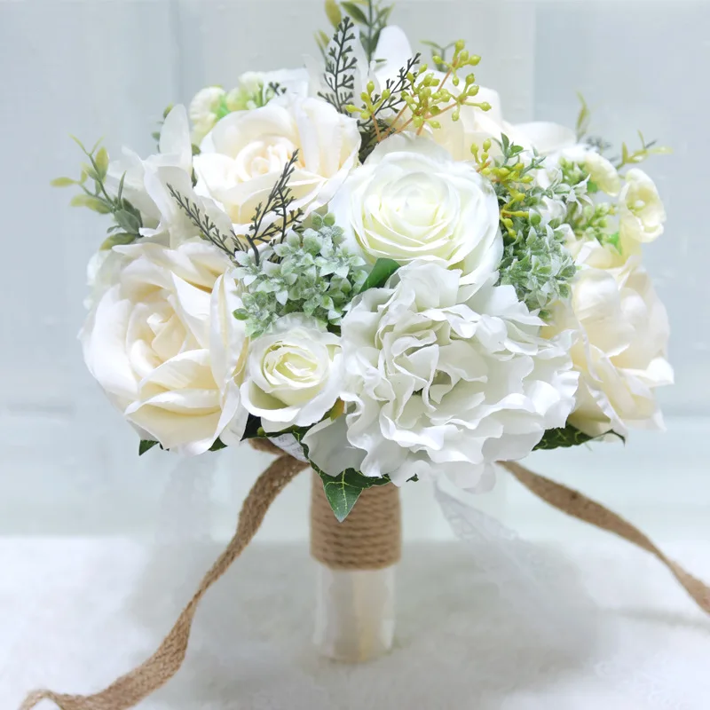 

Engagement Bouquet Artificial Flowers Rose Silk Flowers Outdoor Forest Wedding Bride Holding Flowers Wedding Celebration Z-736