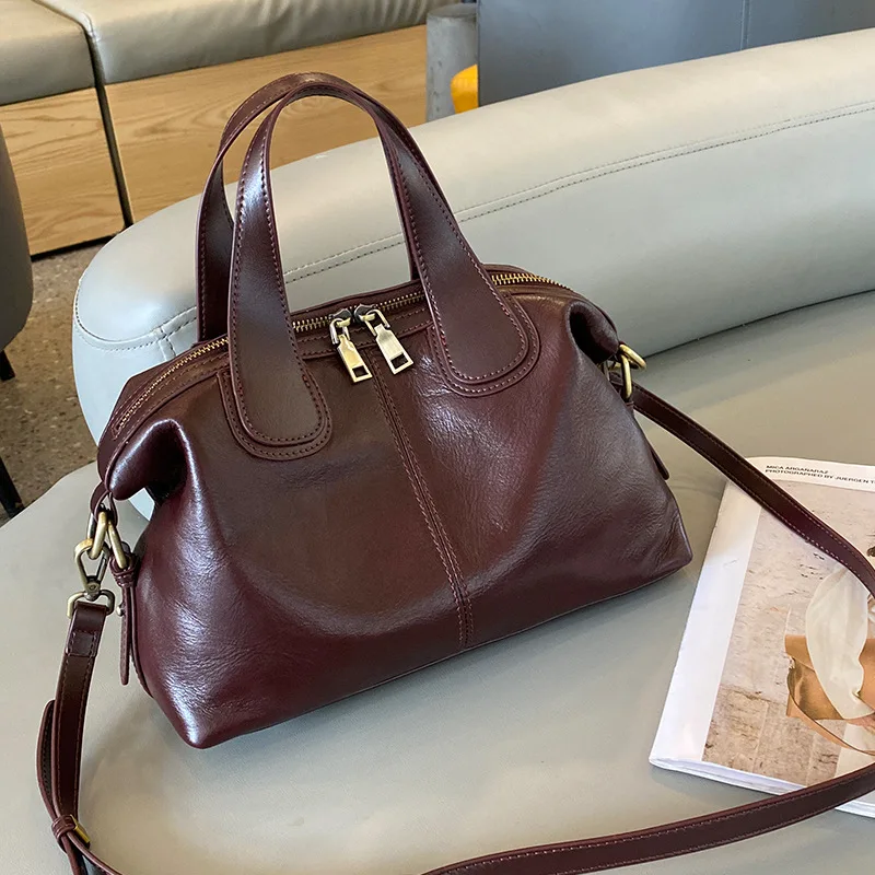 

2024 New Large Capacity Genuine Leather Handbag Women's Crossbody Bags High-end Feeling Retro Cowhide Women Tote Bag Big Bag