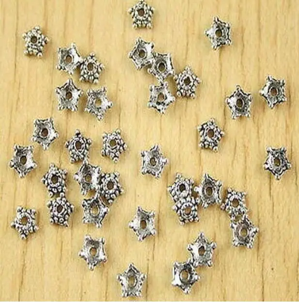 

200pcs 5.3mm hole:0.5mm Tibetan silver star beads cap h2720