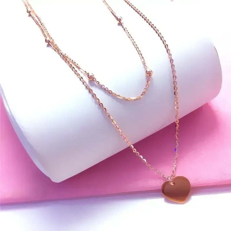 585 Purple Gold Plated 14K Rose Gold Smooth Heart Pendant Round Bead Double Set of Chains Necklace Romantic Wedding Jewelry
585 Purple Gold Plated 14K Rose Gold Smooth Heart Pendant Round Bead Double Set of Chains Necklace Romantic Wedding Jewelry