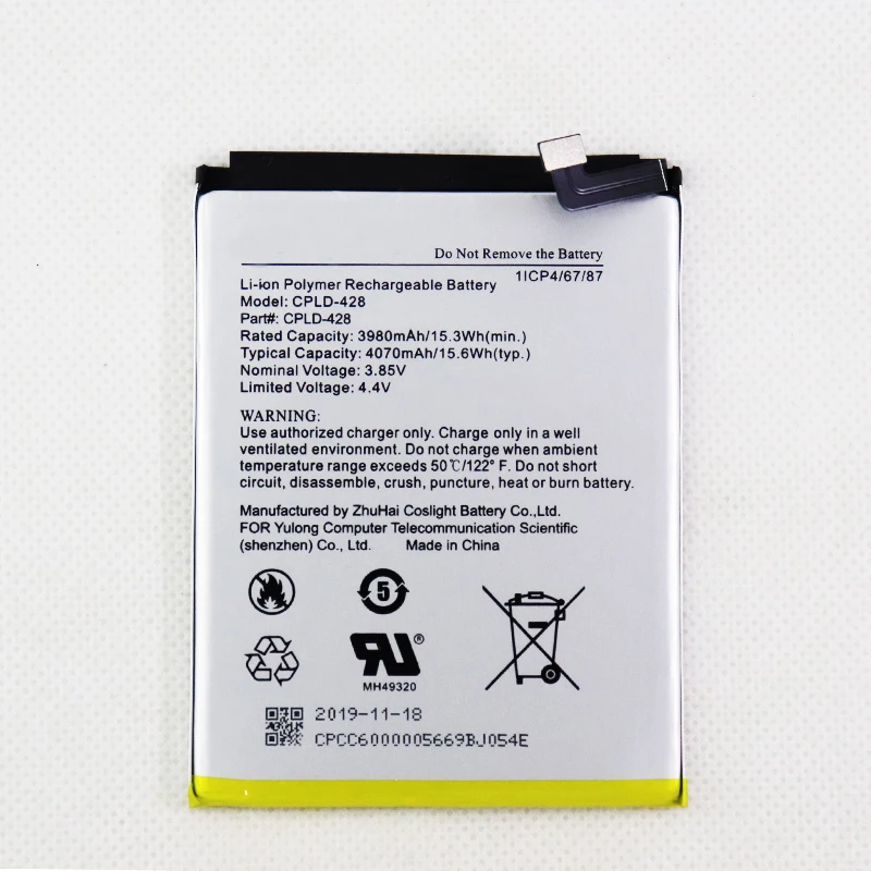 4070mAh CPLD-428 Battery for Coolpad legacy LTE-A us 3705a cpld-428 phone batteries replacement
4070mAh CPLD-428 Battery for Coolpad legacy LTE-A us 3705a cpld-428 phone batteries replacement