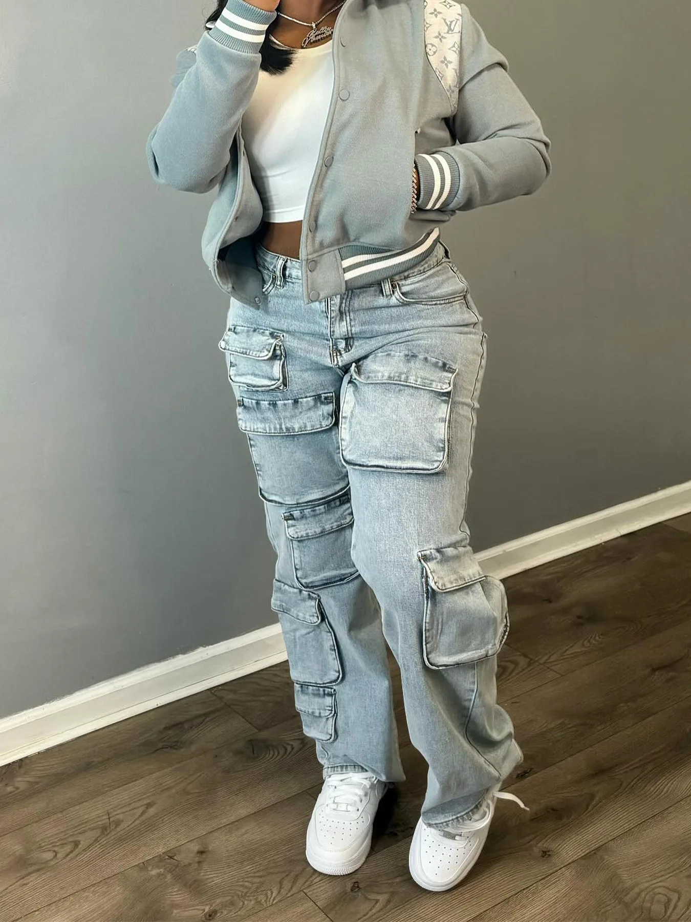 CINESSD Fried Street Fashion Women's Wear Stretch Denim Fabric Three-Dimensional Multi-Pocket Work Pants Style Denim Trousers
CINESSD Fried Street Fashion Women's Wear Stretch Denim Fabric Three-Dimensional Multi-Pocket Work Pants Style Denim Trousers