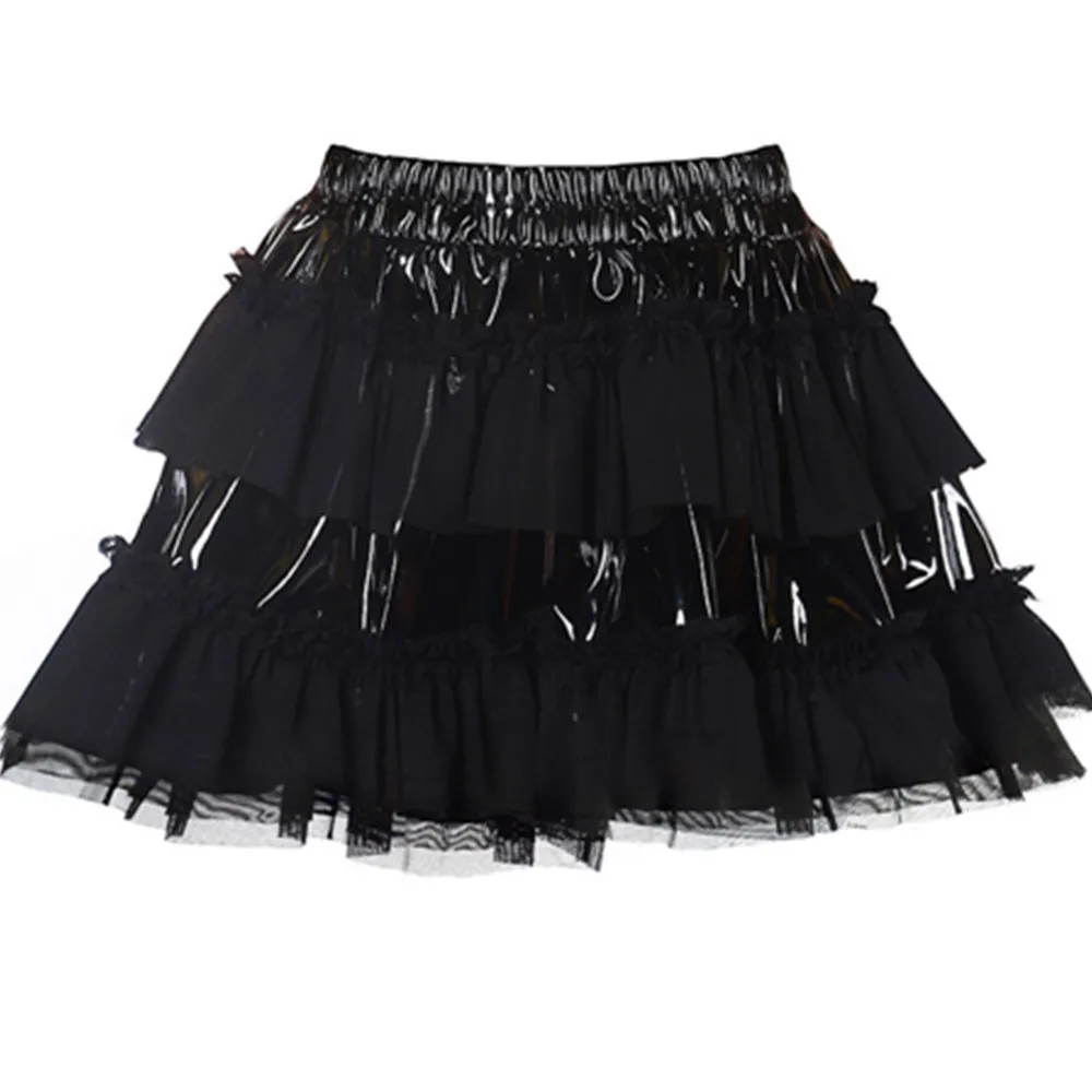 Punk Mini Pleated Skirts Women Skirts Mesh Patchwork Faux PU Leather Shiny Club Party Costume For Ladies Sexy
Punk Mini Pleated Skirts Women Skirts Mesh Patchwork Faux PU Leather Shiny Club Party Costume For Ladies Sexy