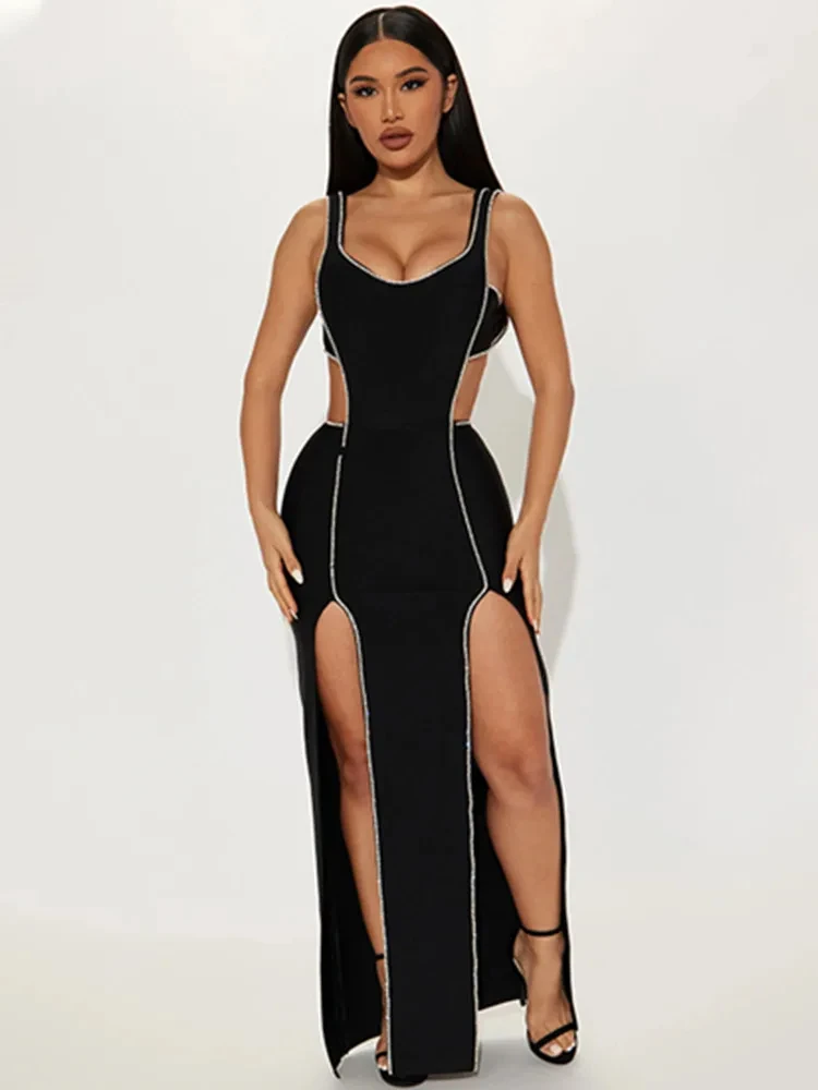 Women Celebrity Sexy Beading Rhinestone Black Maxi Long Split Bodycon Bandage Dress Celebrity Elegant Evening Party Club Dress
Women Celebrity Sexy Beading Rhinestone Black Maxi Long Split Bodycon Bandage Dress Celebrity Elegant Evening Party Club Dress