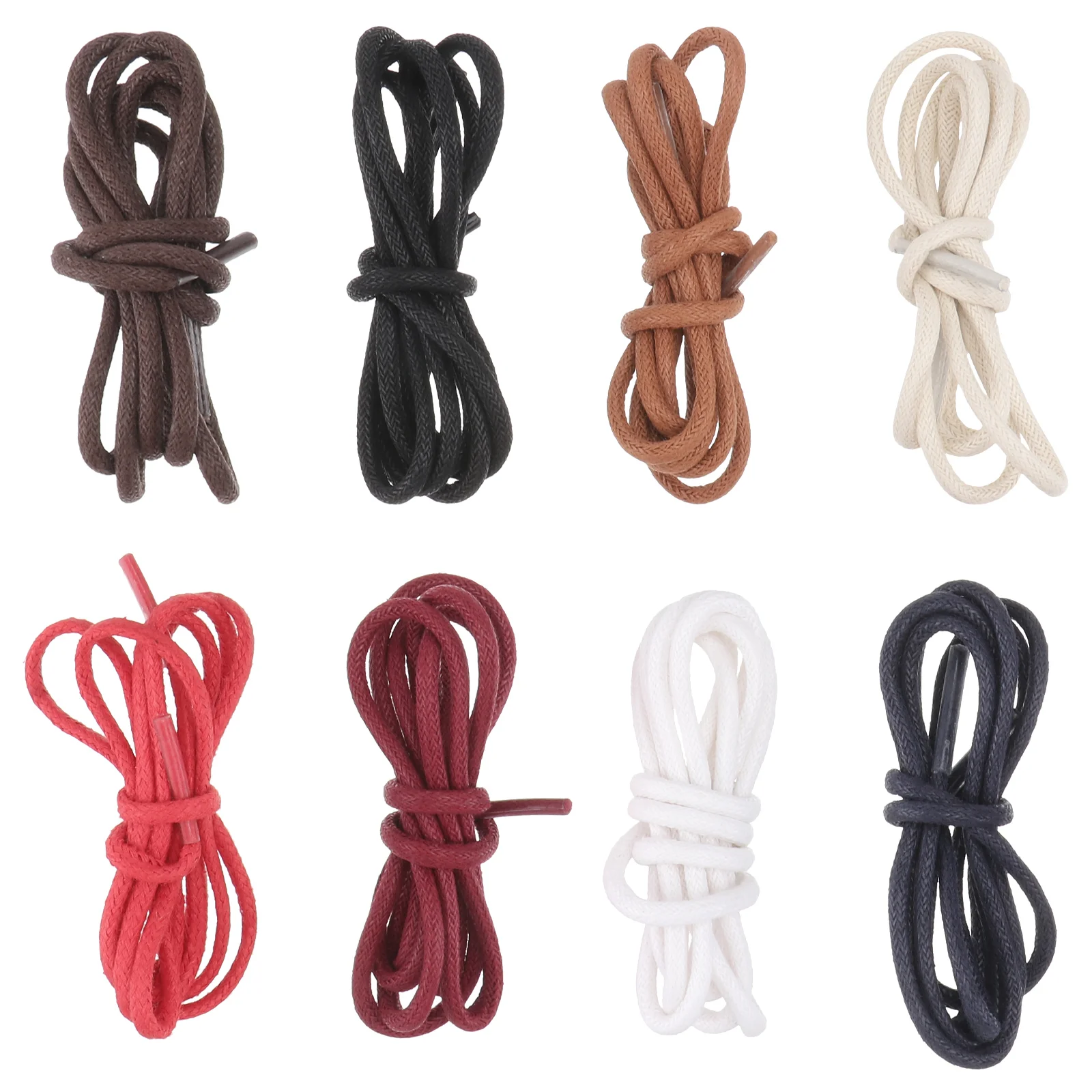

8 Pairs Waxed Cotton Laces Shoe Ties Boots Shoelaces Round Fashionable Durable Classic
