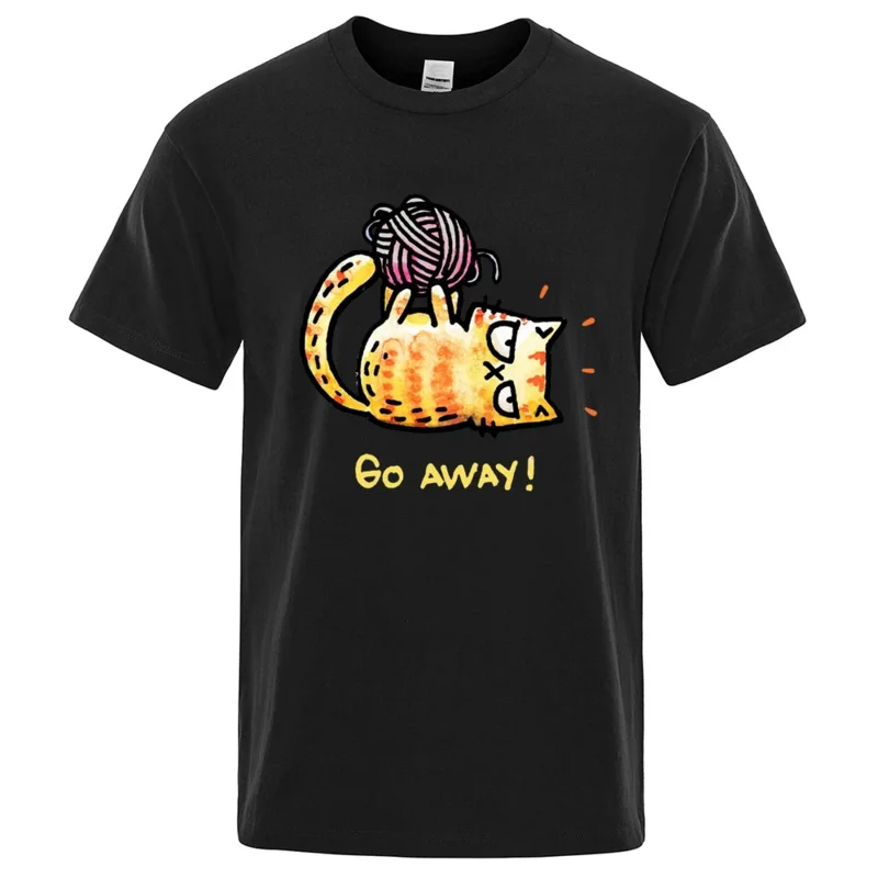 

Angry Cat Go Away Cartoons Print Mens Tshirts Oversized Crewneck T Shirts Breathable Clothes Summer Cotton T-Shirt Tops 80274