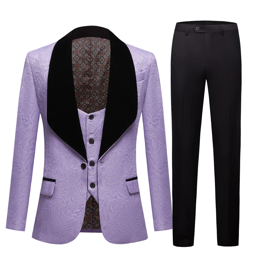 Violet Lapel Men's Suits Set Big Size Wedding Prom Groom Tuxedo 3 Pieces Suit Bridegroom Tuxedo Men's Violet Black Shawl Lapel
Violet Lapel Men's Suits Set Big Size Wedding Prom Groom Tuxedo 3 Pieces Suit Bridegroom Tuxedo Men's Violet Black Shawl Lapel