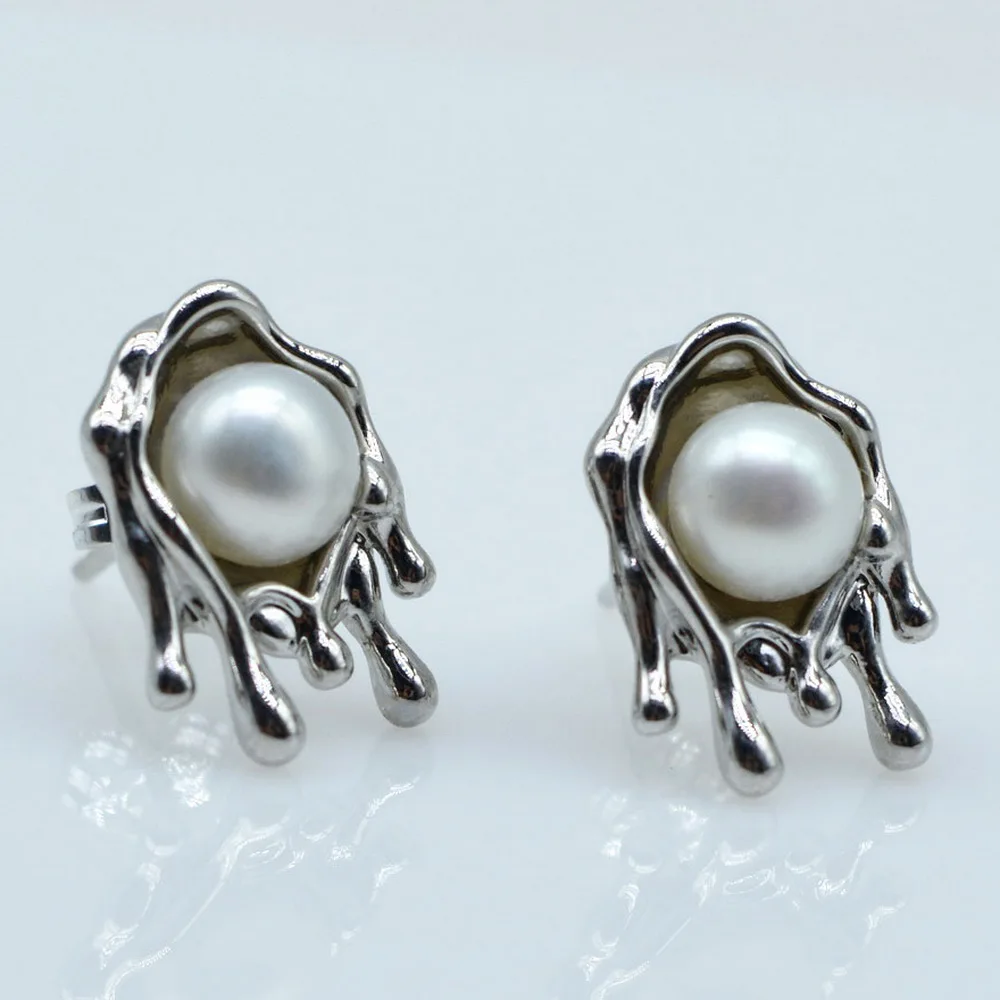 Women's Earrings Round Natural Freshwater Pearls Iceberg Liquid Lava Fashion Style Pearl Earrings
Women's Earrings Round Natural Freshwater Pearls Iceberg Liquid Lava Fashion Style Pearl Earrings