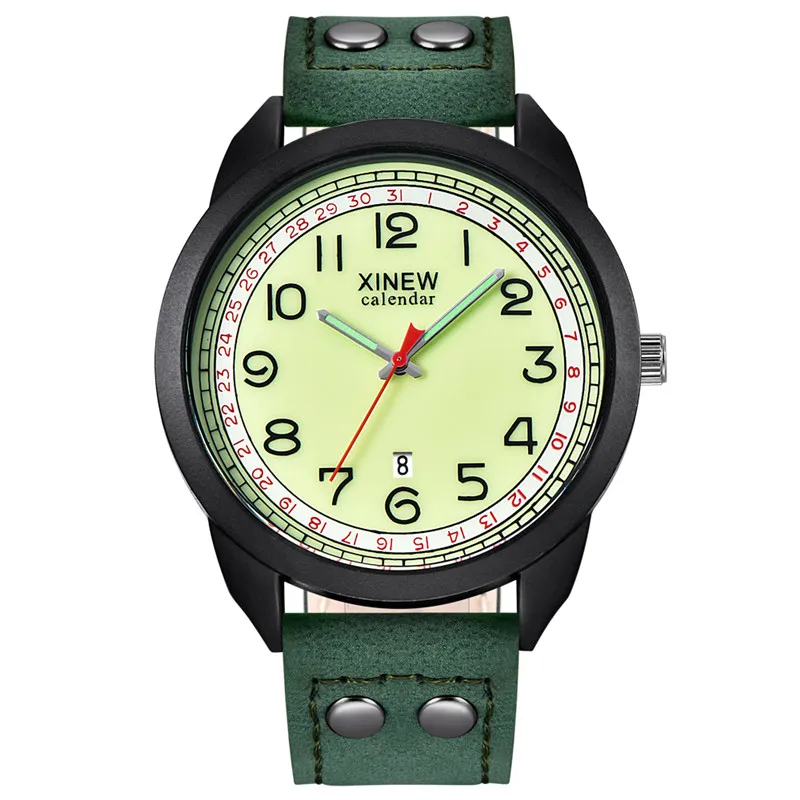 

Men Original XINEW Brand Cheap Watches Erkek Barato Saat Fashion Leather Band Army Sports Date Quartz Watch Reloj Hombre 2024