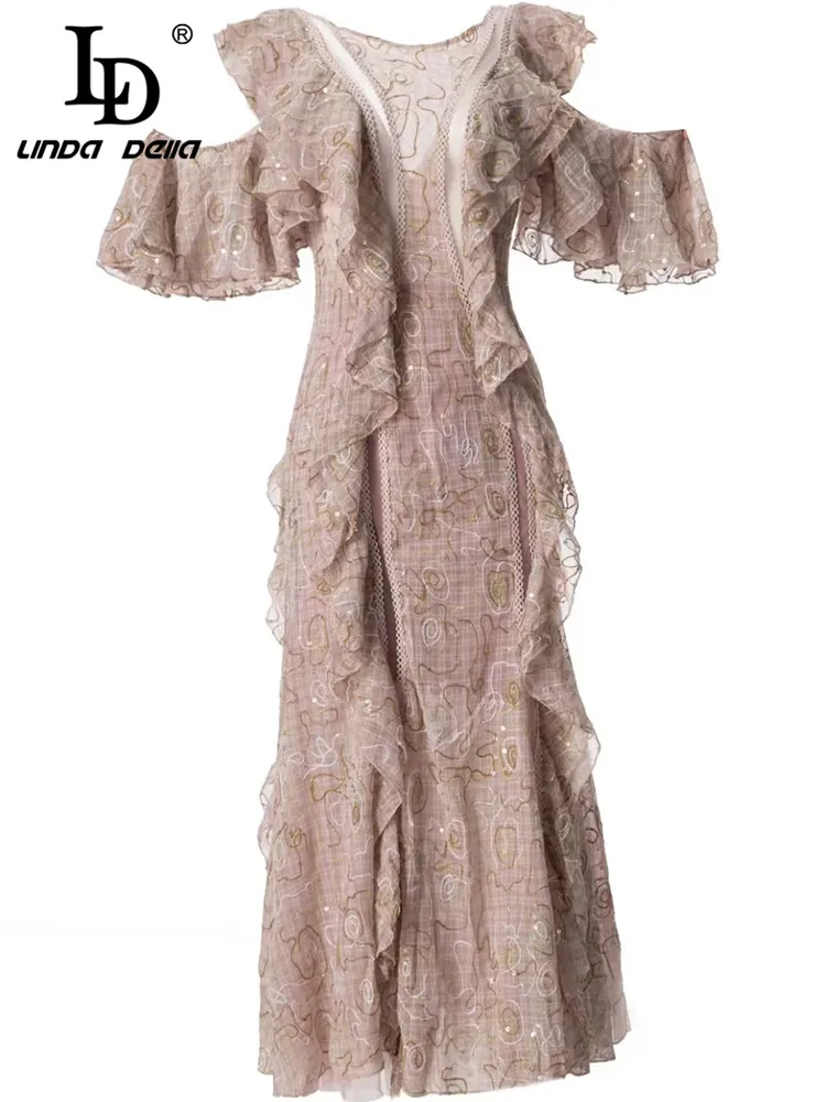 LD LINDA DELLA Fashion Designer Summer Dress Women Butterfly Sleeve Ruffles Patchwork Sequins Printed Party Midi Dresses
LD LINDA DELLA Fashion Designer Summer Dress Women Butterfly Sleeve Ruffles Patchwork Sequins Printed Party Midi Dresses