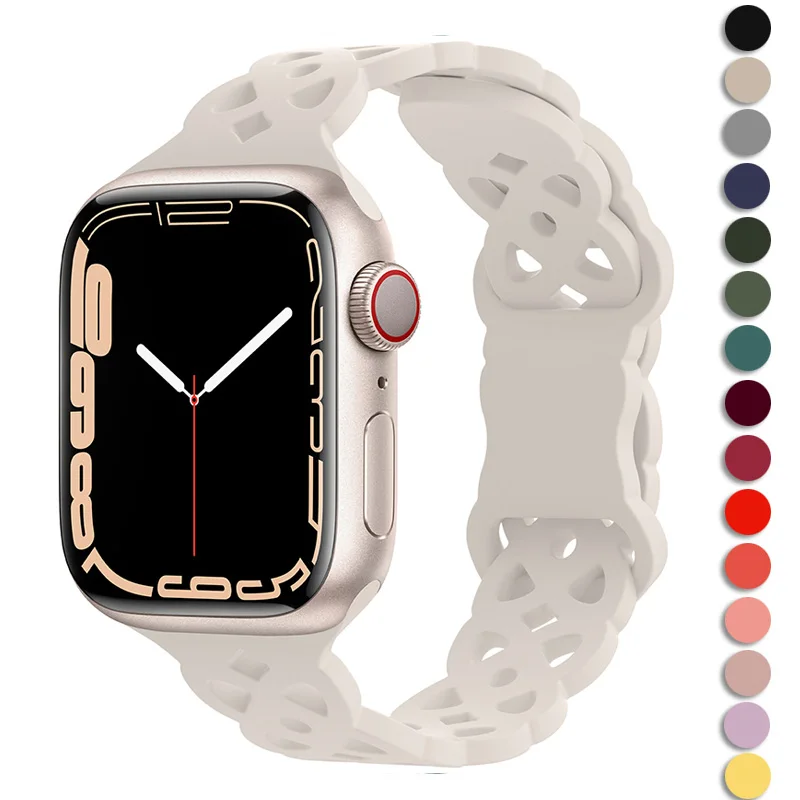 

Silicone Strap For Apple watch band 44mm 40mm 45mm 41mm 42mm 38mm 44 mm Accessories bracelet iWatch serie 8 Ultra 5 4 3 6 SE 7