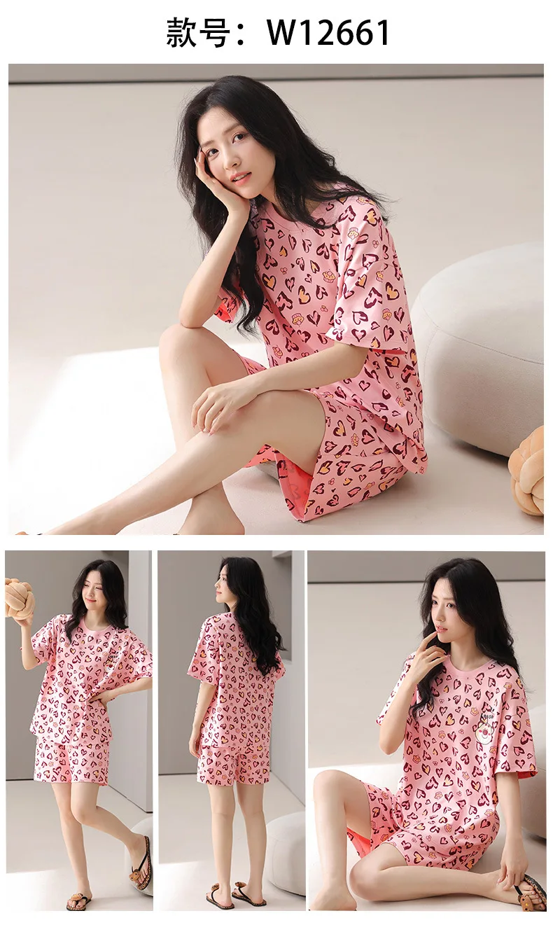 2025 Women's Modal Nightwear with Bra Pad Summer Soft Homewear Youth Girl Short Sleeping Top & Pant Pajamas Set Female Sleepwear 18 S07c1f54d6775403189a475ba9bdd0c1en