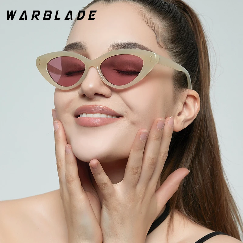 

WarBLade Hot Fashion Cat Eye Sunglasses Women Jelly Color Shades UV400 Men Trending Rivets Decoration Sun Glasses Oculos De Sol