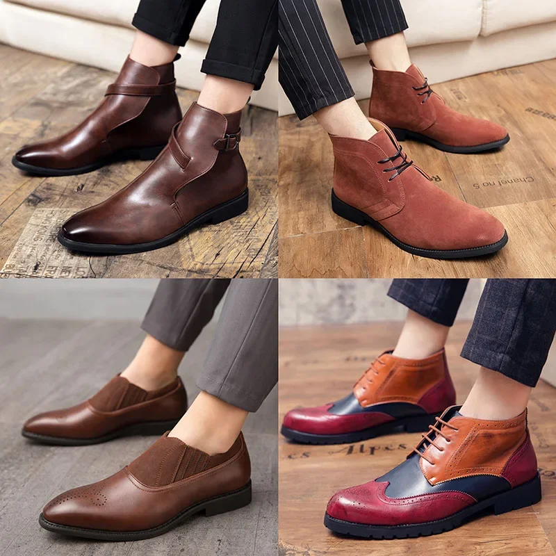 

Мужские полуботинки в британском стиле, деловые кожаные туфли, броги, большие размеры, PX388