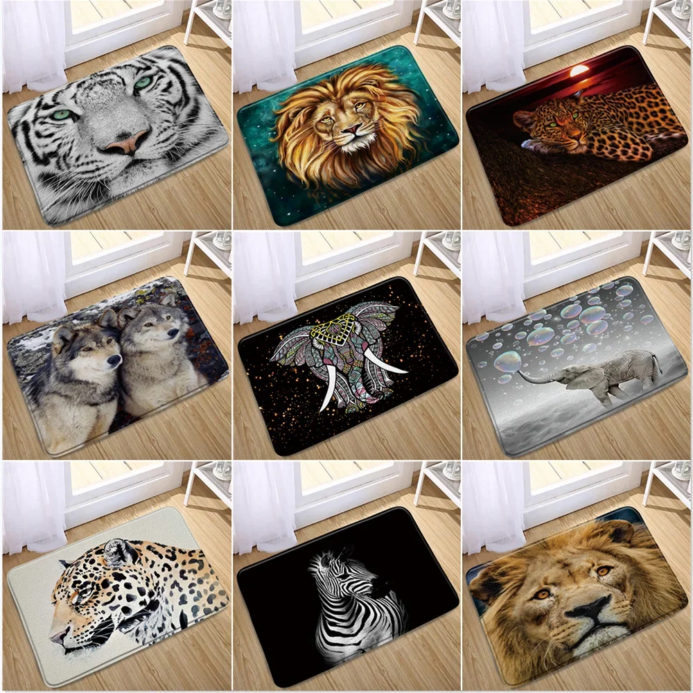 

Нескользящие коврики для ванной с принтом диких животных, уличный ковер для ванной комнаты с изображением слона, Льва, тигра, леопарда, волка, жирафа, зебры, входной коврик