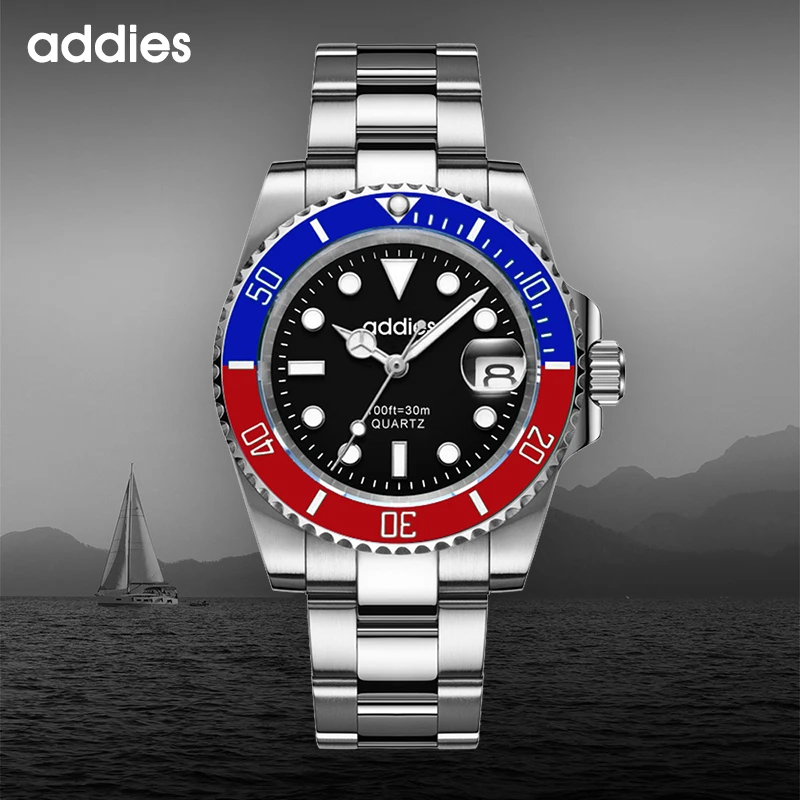 ADDIES Men's Stainless Steel Diving Watch Waterproof 50 Meters Quartz Movement Blue Luxury Business Military Watch Sports Clock
ADDIES Men's Stainless Steel Diving Watch Waterproof 50 Meters Quartz Movement Blue Luxury Business Military Watch Sports Clock