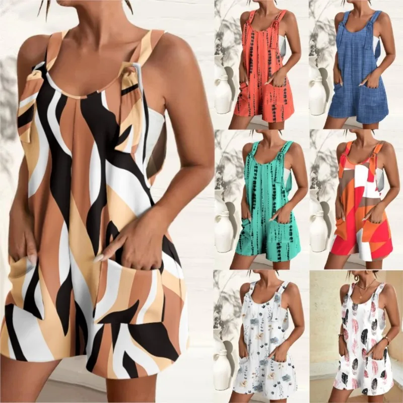 Women's Summer New Casual Fashion Suspender Shorts Jumpsuit Straps Pants Printed Pocket Loose Pantalones Informales Romper 2023
Women's Summer New Casual Fashion Suspender Shorts Jumpsuit Straps Pants Printed Pocket Loose Pantalones Informales Romper 2023