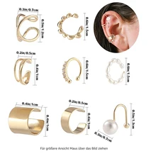 

8Pcs Gold Color Geometric Ear Cuff Non-Piercing Ear Clips Fake Cartilage Earrings Clip Earrings For Women Men Wholesale Jewelry